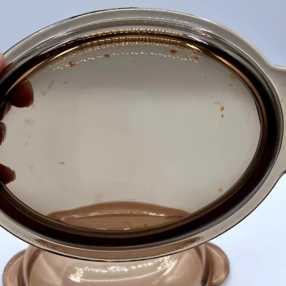 CORNING VISION Vtg Amber Glass Oval Casserette Dish with Lid  Grab-it V-14-B
